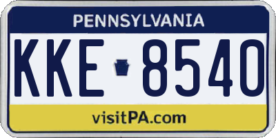 PA license plate KKE8540