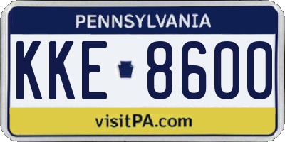 PA license plate KKE8600