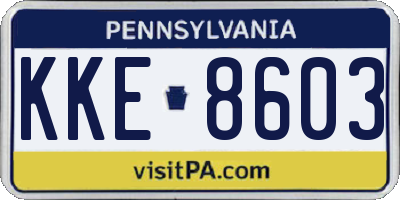 PA license plate KKE8603