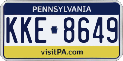 PA license plate KKE8649
