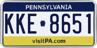 PA license plate KKE8651
