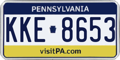 PA license plate KKE8653