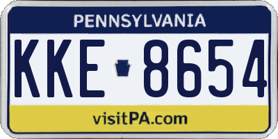 PA license plate KKE8654
