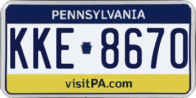 PA license plate KKE8670