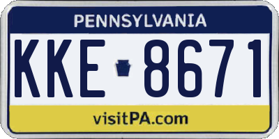 PA license plate KKE8671