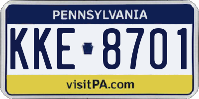 PA license plate KKE8701