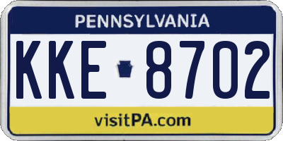 PA license plate KKE8702
