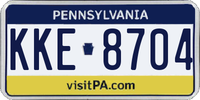 PA license plate KKE8704