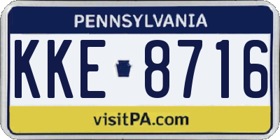 PA license plate KKE8716