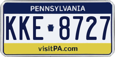 PA license plate KKE8727