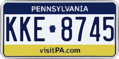 PA license plate KKE8745