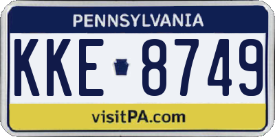PA license plate KKE8749