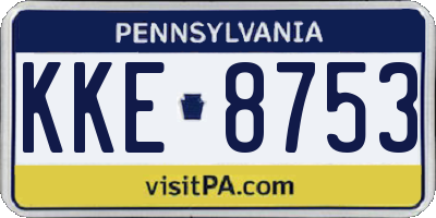 PA license plate KKE8753