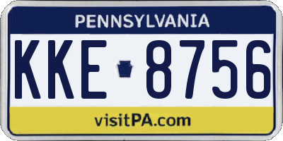 PA license plate KKE8756
