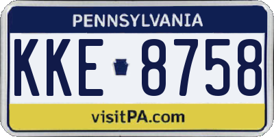 PA license plate KKE8758