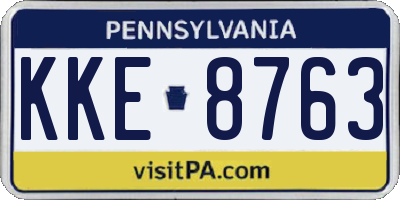 PA license plate KKE8763