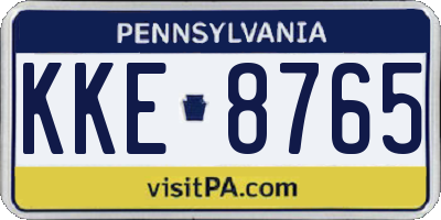 PA license plate KKE8765