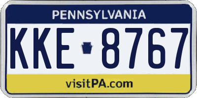 PA license plate KKE8767