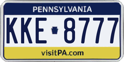 PA license plate KKE8777