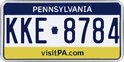 PA license plate KKE8784