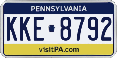 PA license plate KKE8792