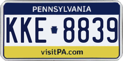 PA license plate KKE8839