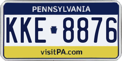 PA license plate KKE8876