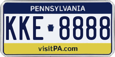 PA license plate KKE8888