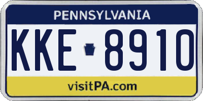 PA license plate KKE8910