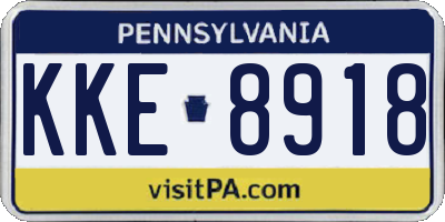 PA license plate KKE8918