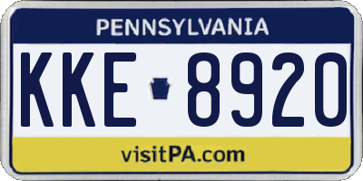 PA license plate KKE8920