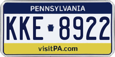 PA license plate KKE8922