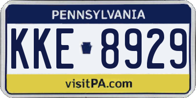 PA license plate KKE8929