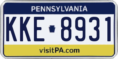 PA license plate KKE8931