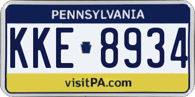PA license plate KKE8934