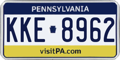 PA license plate KKE8962
