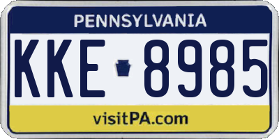 PA license plate KKE8985