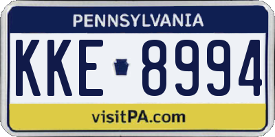 PA license plate KKE8994