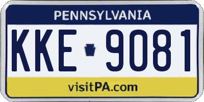 PA license plate KKE9081