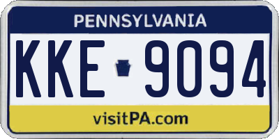 PA license plate KKE9094