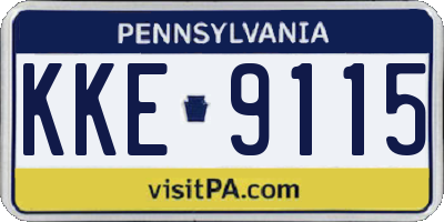 PA license plate KKE9115