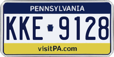 PA license plate KKE9128
