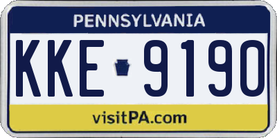 PA license plate KKE9190