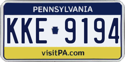 PA license plate KKE9194