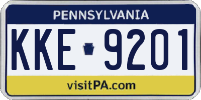 PA license plate KKE9201