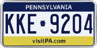 PA license plate KKE9204