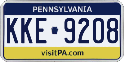 PA license plate KKE9208