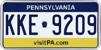 PA license plate KKE9209