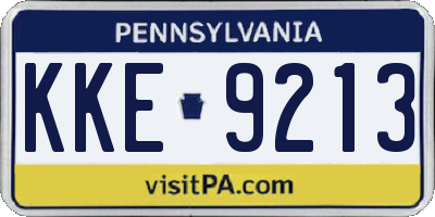 PA license plate KKE9213