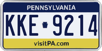 PA license plate KKE9214
